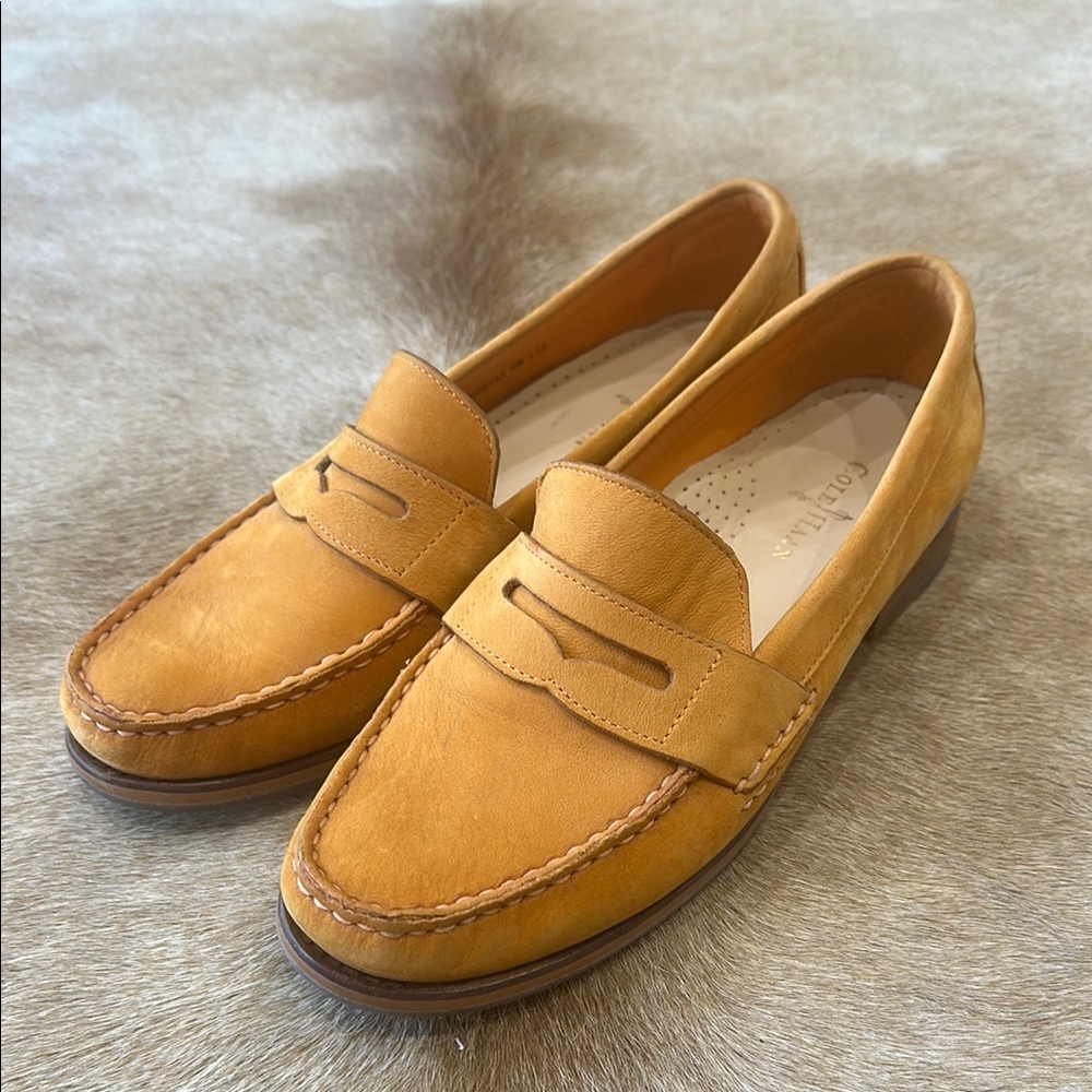 Cole Haan Mustard Tan Suede Loafers Slip-On Comfort Size 6